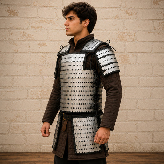 Handmade Steel Lamellar Armor Set | Viking Torso Armor with Pauldrons | Medieval Warrior Armor for LARP, SCA & Reenactment