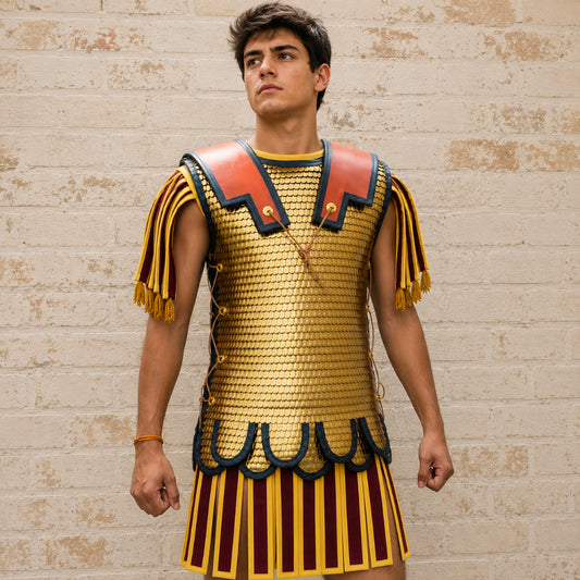 Handcrafted Lorica Squamata Roman Scale Armor | Brass Scale Shirt for LARP, SCA, Roman Reenactment & Cosplay | 15×25 mm