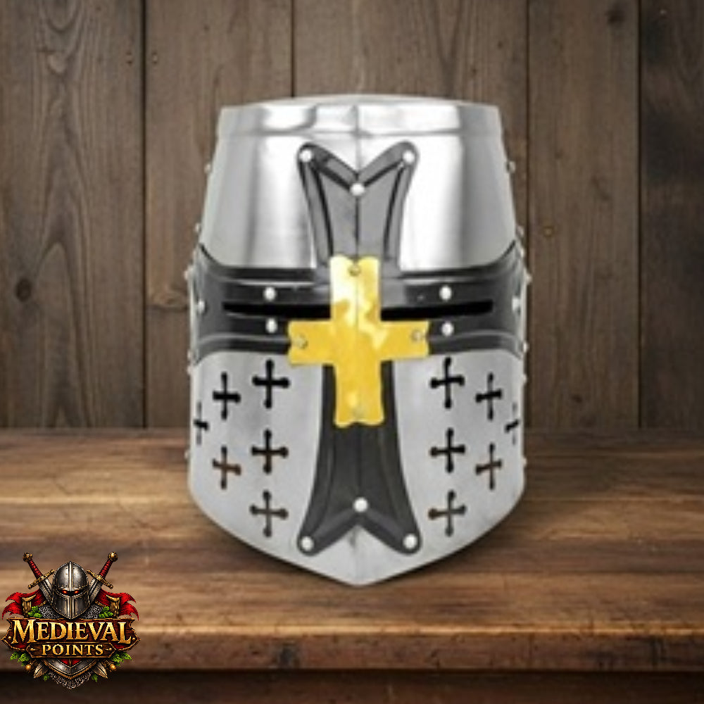 Special Edition Templar Crusader Knight Helmet with Display Stand ,Gift for Him