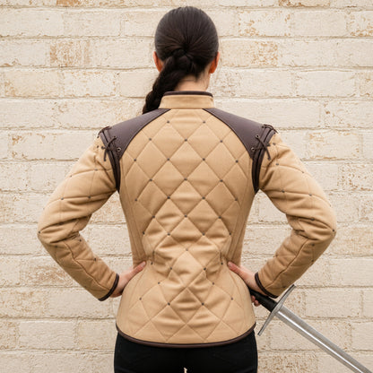 Women's Medieval Gambeson with Leather Trim | Renaissance Faire & LARP Costume