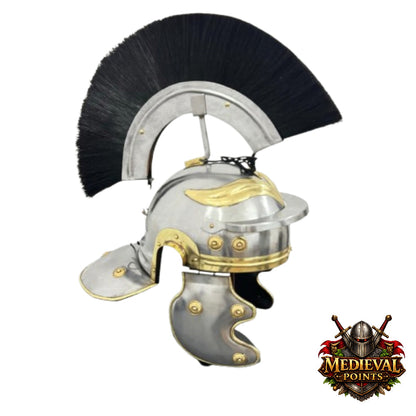 Roman Centurion Helmet with Stand, Centurion Helmet With Black Hair