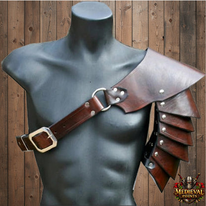 Warrior’s Leather Pauldron Armour – Handmade Medieval Shoulder Guard