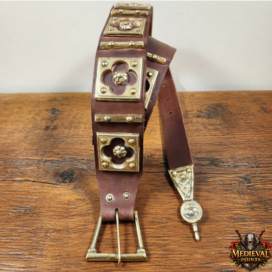 Artisan Medieval Brass & Leather Armor Belt – Renaissance Faire & Historical Costume Accessory