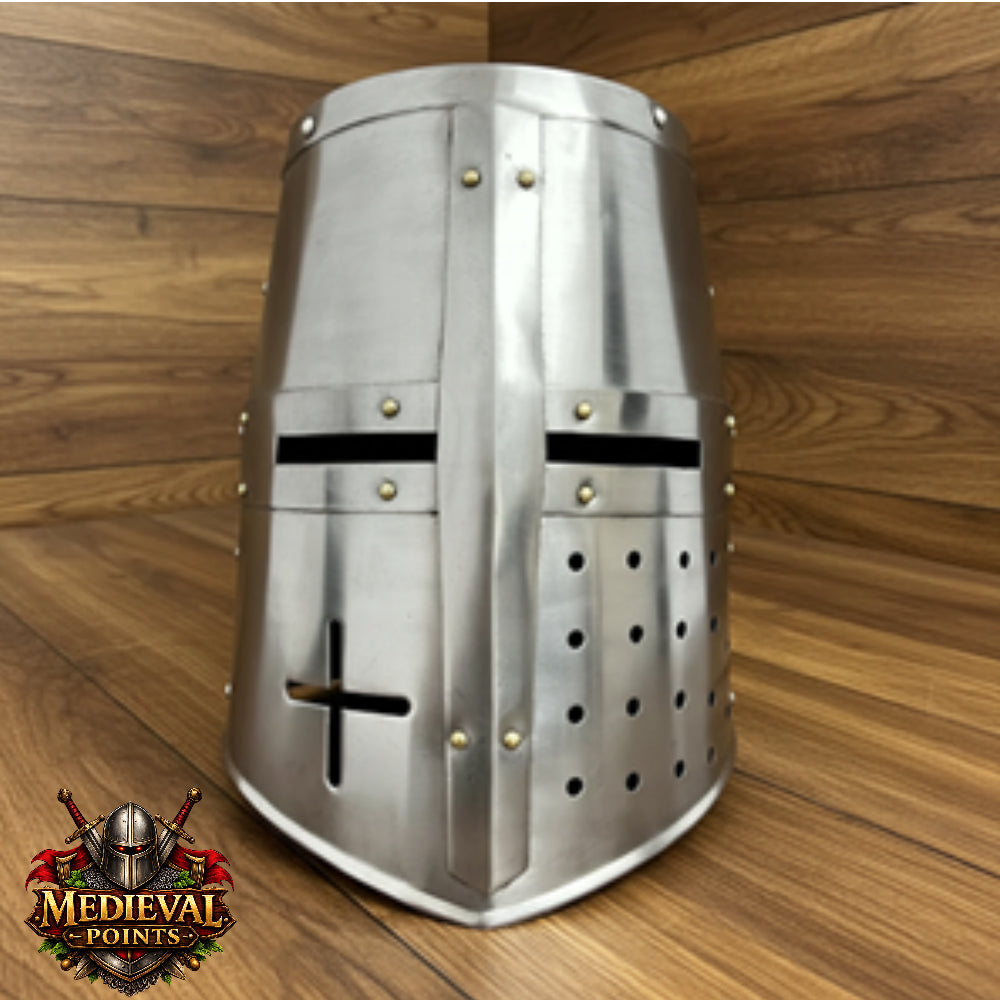 Templar Crusader Helmet with Display Stand : Knight helmet , Gift for Him