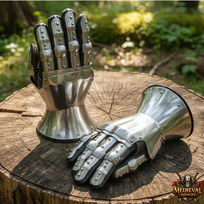 Mild steel Hourglass Gauntlets – 16G Steel Knight Armor Gloves for LARP & Cosplay