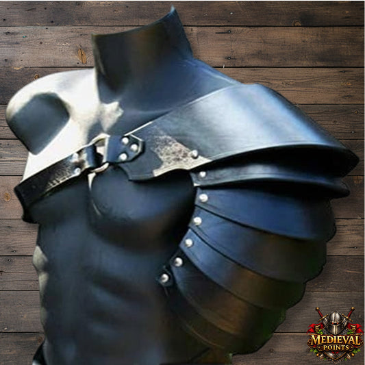 Warrior’s Leather Pauldron Armour – Handmade Medieval Shoulder Guard