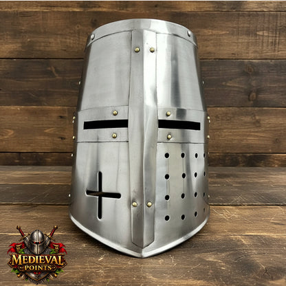 Templar Crusader Helmet with Display Stand : Knight helmet , Gift for Him