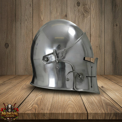 Medieval Barbute Helmet : fully wearable helmet for Role Play with Display Stand