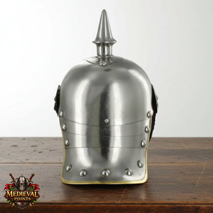 German Pickelhaube Helmet Steel Spiked Helmet Prussian Military Replica Armor