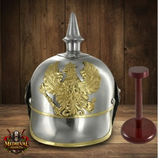 German Pickelhaube Helmet Steel Spiked Helmet Prussian Military Replica Armor