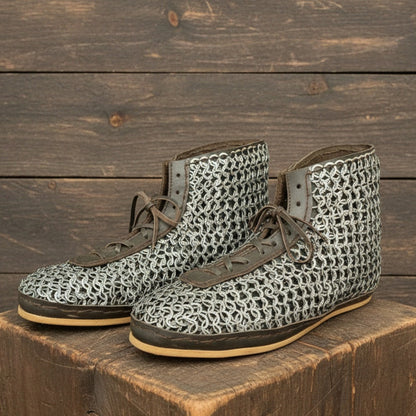 Chainmail Boot – 9mm Flat Ring Riveted Maille Shoes| LARP, Renaissance Boot , Warrior Footwear