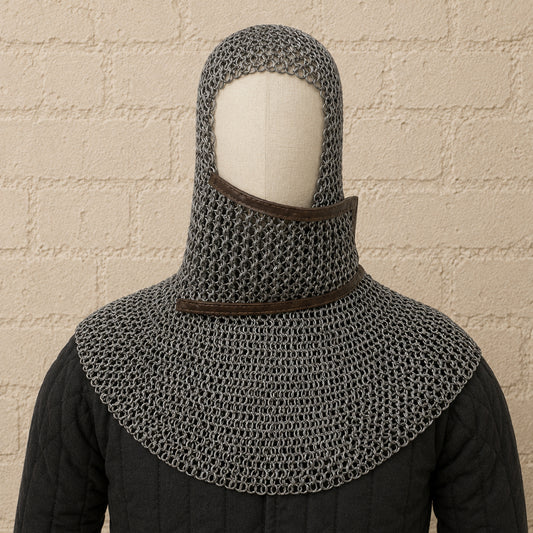 9mm Flat Riveted Ring Chainmail Coif – Medieval LARP Hood