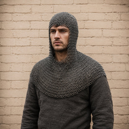 Darkened Aluminum Chainmail Shirt – Medieval Hauberk for LARP & Cosplay