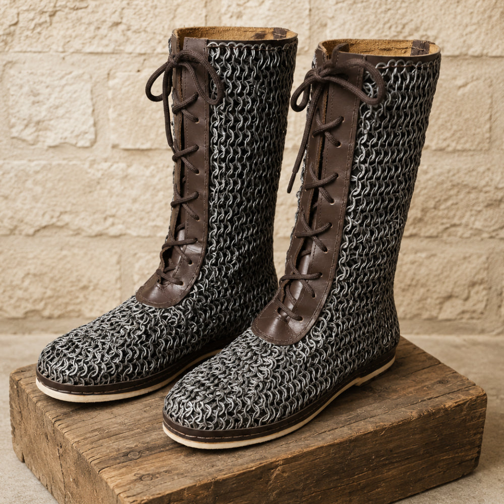 Stainless Steel Chainmail Boots – Viking Armor Footwear for LARP, Reenactment & Medieval Events