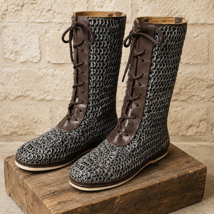 Stainless Steel Chainmail Boots – Viking Armor Footwear for LARP, Reenactment & Medieval Events