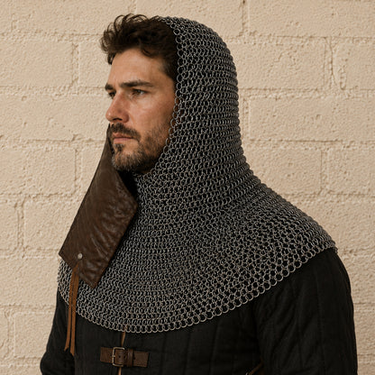 9mm Flat Riveted Ring Chainmail Coif – Medieval LARP Hood