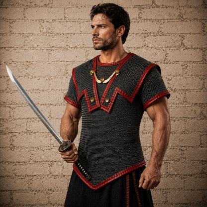 Roman Hamata Officer Chainmail Armor – 6MM Riveted Round Ring Maille Shirt for Reenactment, LARP & Halloween Events