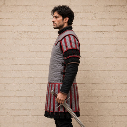 Roman Subarmalis | Beige & Red Padded Cotton Armor | Roman Warrior Costume for LARP & Ren Faire
