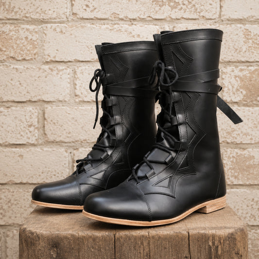 Medieval Renaissance Leather Boots – Viking & Pirate Style Footwear for Ren Faire, Reenactments, Theater & Halloween Events