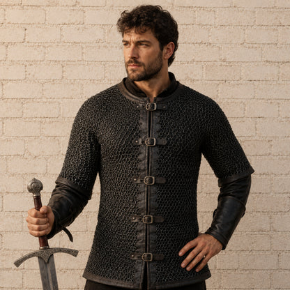 Dark Gray Aluminum Chainmail Shirt – 10mm Flat Ring Medieval Hauberk