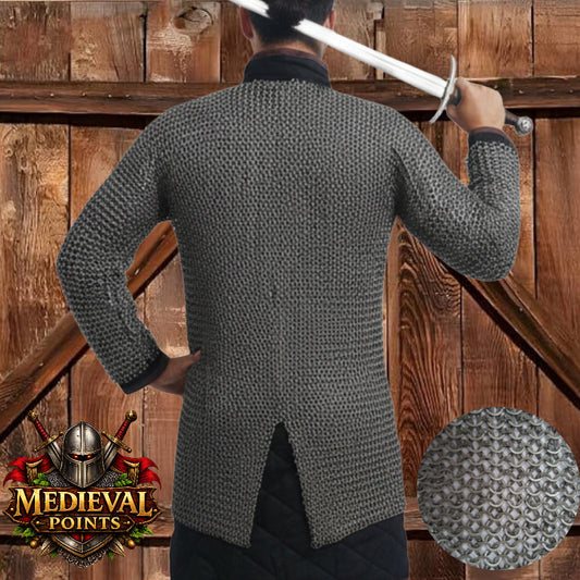 9 mm flat chain-mail Shirt : Riveted Rings with solid rings Hauberk for Halloween gift