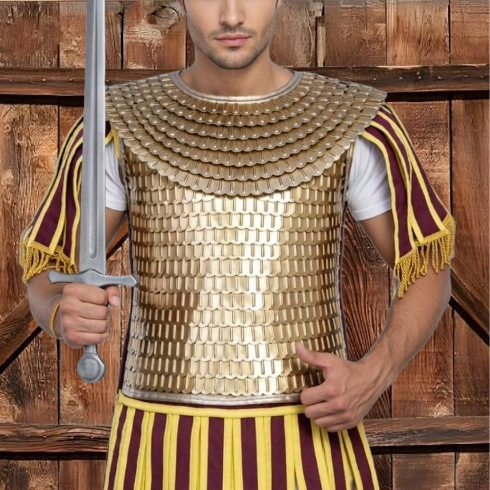 Brass Scale Lorica Squamata: Roman Empire Armor with Leather Edges