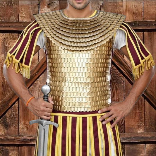 Brass Scale Lorica Squamata: Roman Empire Armor with Leather Edges