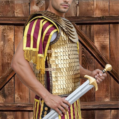 Brass Scale Lorica Squamata: Roman Empire Armor with Leather Edges