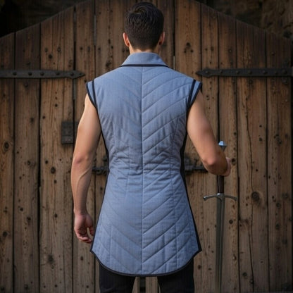 Cotton Medieval Gambeson: Sleeveless Padded Armor, Reenactment Costume for Halloween events