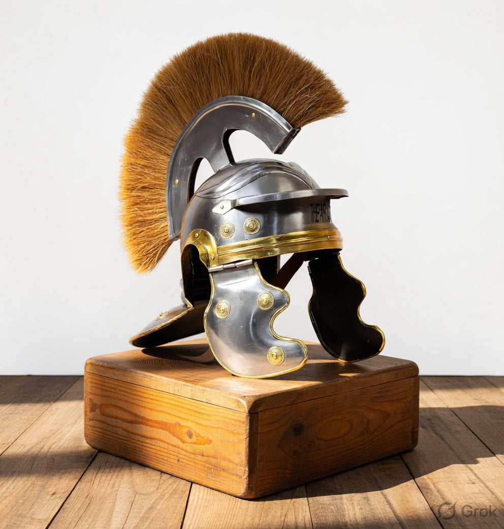 Roman Centurion Helmet : Roman Helmet with Brown Plume