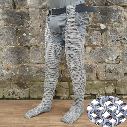 Aluminum Chainmail Chausses – 9mm Flat Ring Riveted and Washers