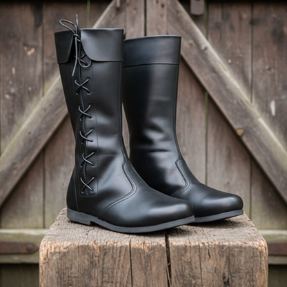 Medieval Leather lises Boots: Ren Faire Viking Pirate Shoes for Halloween events
