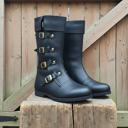 Medieval Renaissance Boots : Viking Pirate Style Ren faire Boots, Brown Reenactments Shoes ,