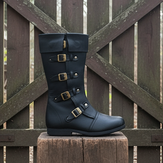 Medieval Renaissance Boots : Viking Pirate Style Ren faire Boots, Brown Reenactments Shoes ,