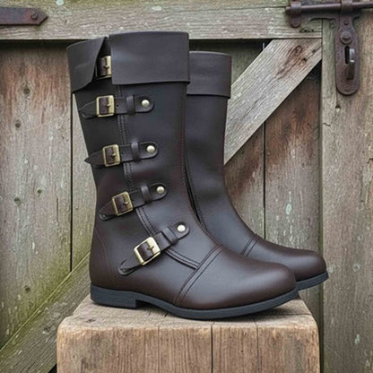 Medieval Renaissance Boots : Viking Pirate Style Ren faire Boots, Brown Reenactments Shoes ,