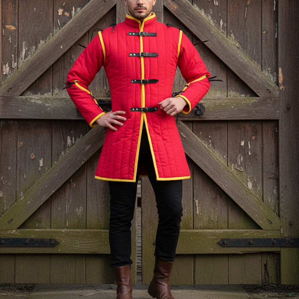 Red Cotton Gambeson – LARP & Renaissance Costume