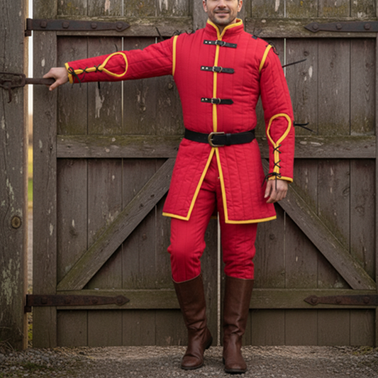 Red Cotton Gambeson – LARP & Renaissance Costume