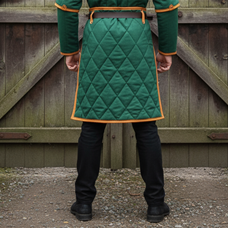 Medieval Gambeson Costume : Brown Leather Trim, Ren faire Armour for event