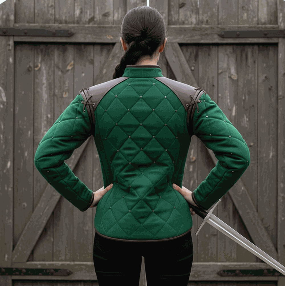 Female Medieval Gambeson with Leather Trim | LARP Ren Faire Costume