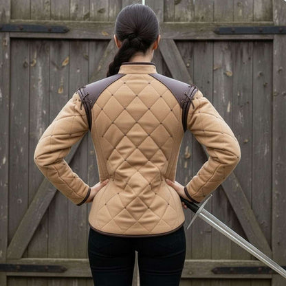 Female Medieval Gambeson with Leather Trim | LARP Ren Faire Costume