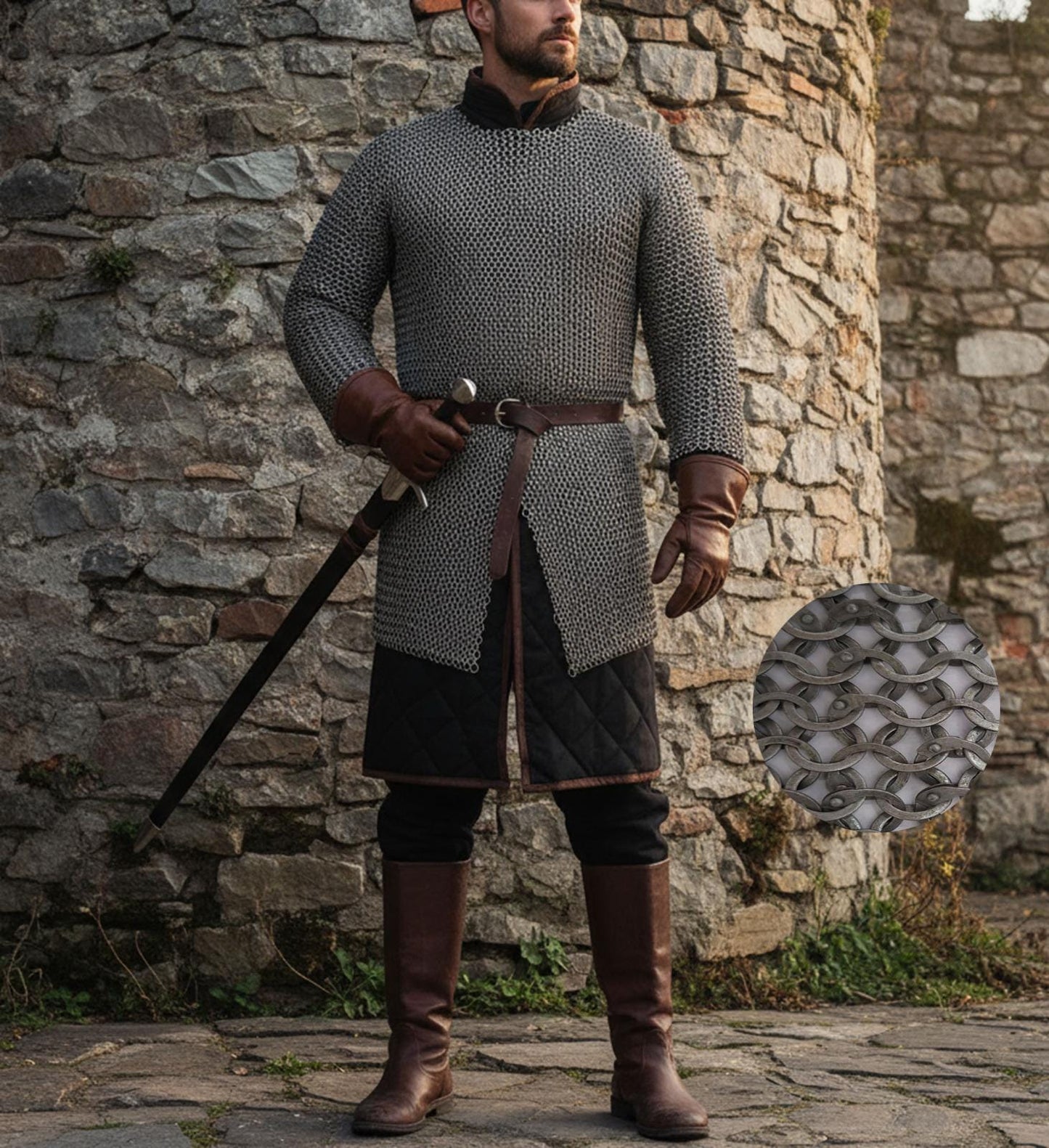 Medieval Chainmail Shirt – 9mm Flat Riveted Rings with Solid Washers