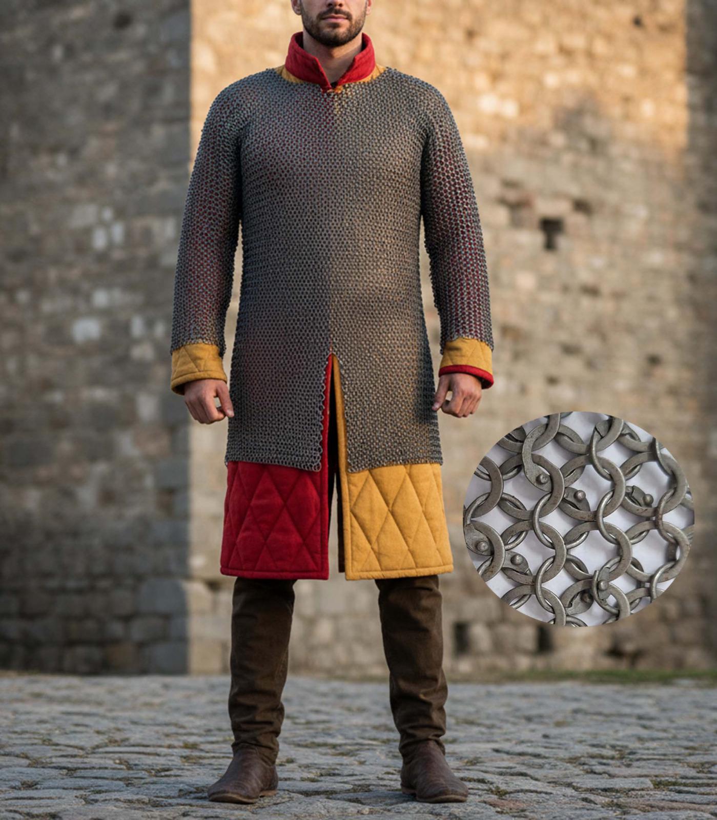 Medieval Chainmail Shirt Full Sleeve – 9mm Riveted Rings with Washers