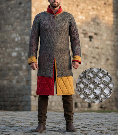 Medieval Chainmail Shirt Full Sleeve – 9mm Riveted Rings with Washers