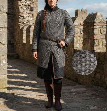 Medieval Chainmail Shirt – 9mm Flat Riveted Rings with Solid Washers