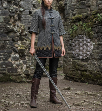 Chainmail Shirt – 9mm Flat Rings with Washers with Brass Trim