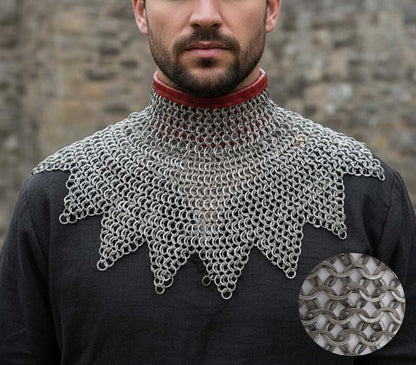 Medieval Chainmail Collar – Flat Riveted Rings with Washers