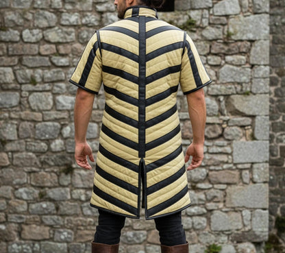 Ren Faire Gambeson – Green with Black Leather Trim