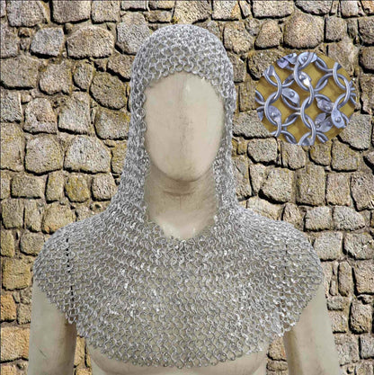Medieval Aluminum Chainmail Coif – 9mm Full Round Riveted