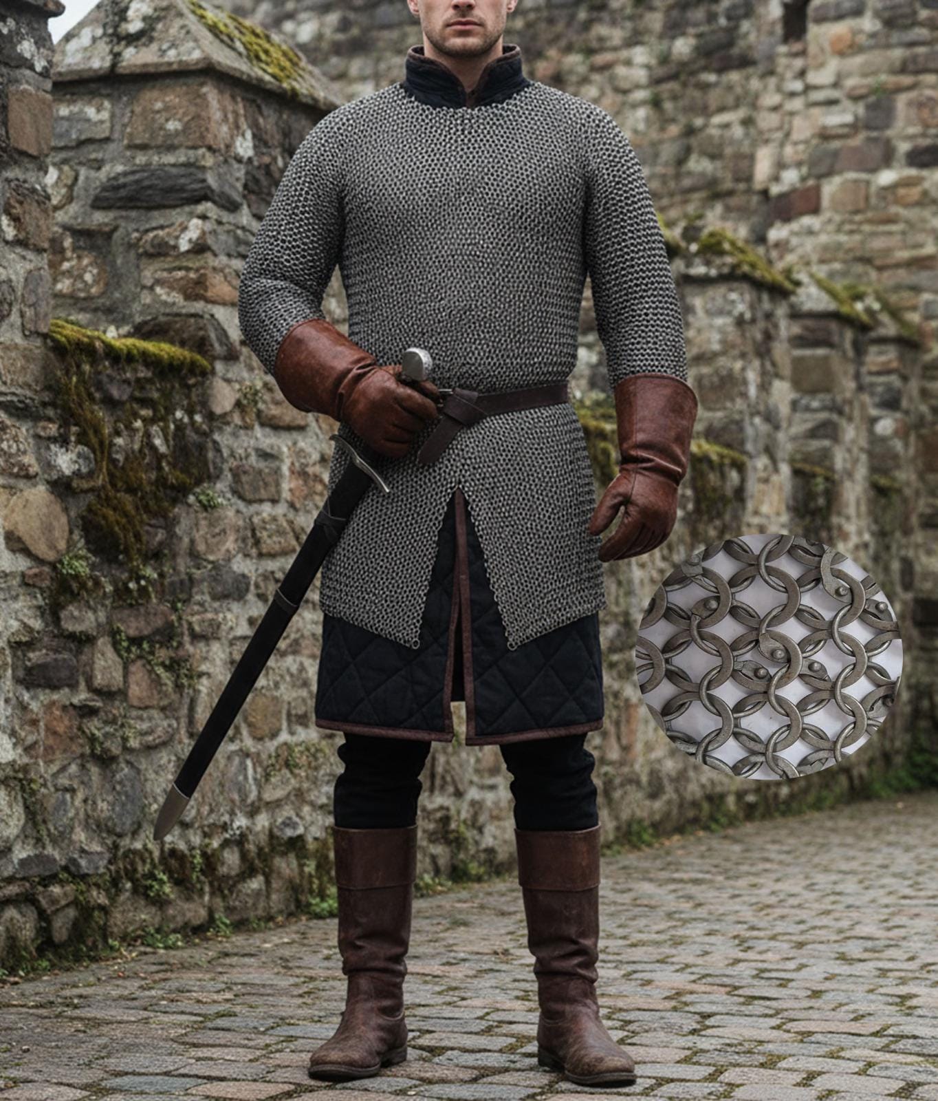 Medieval Knight Chainmail Shirt – 9mm Round Riveted with Washers