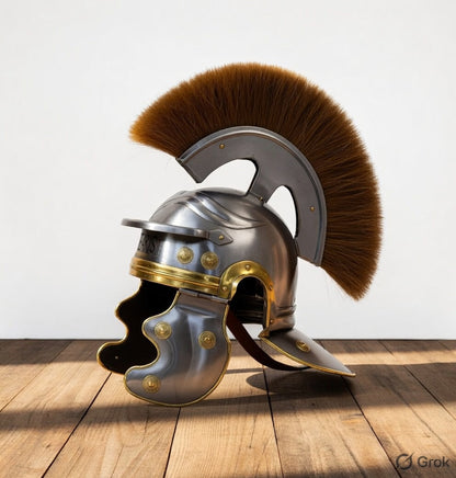 Roman Centurion Helmet : Roman Helmet with Brown Plume